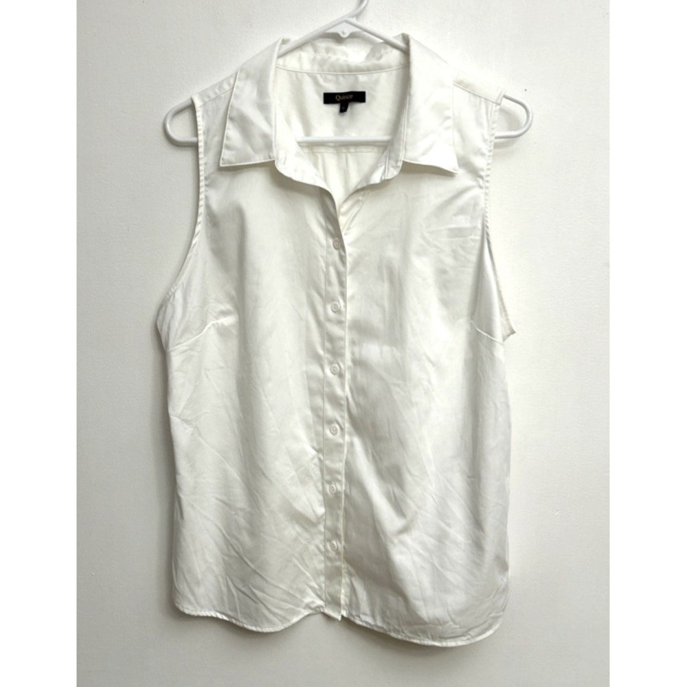 Quince Sleeveless Blouse Top Women's XL White Organic Cotton Classic